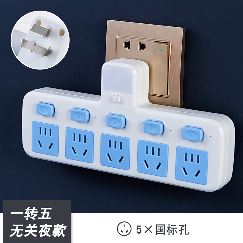 Office-style multifunctional wireless socket converter with usb, independent switches, multi-outlet power strip with night light