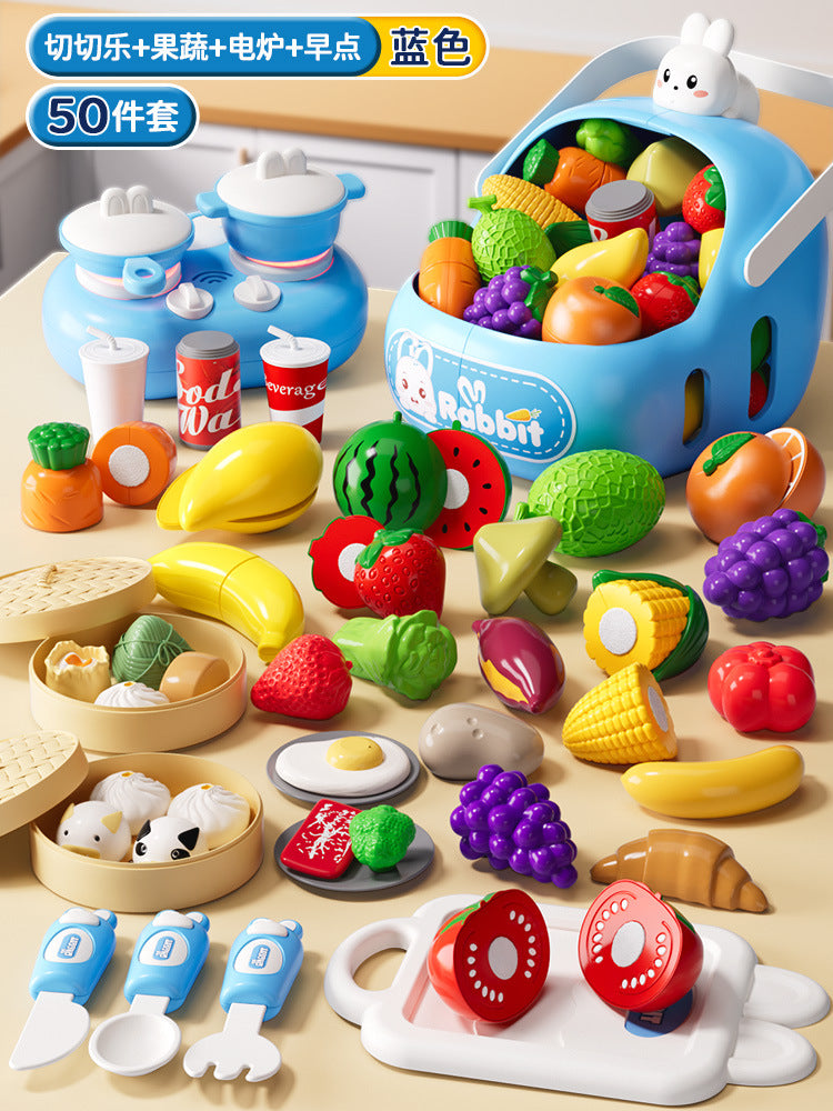 Kids' fruit cutting playset - pretend play kitchen for boys and girls - vegetable cutting toy - baby kitchen set - cake gift