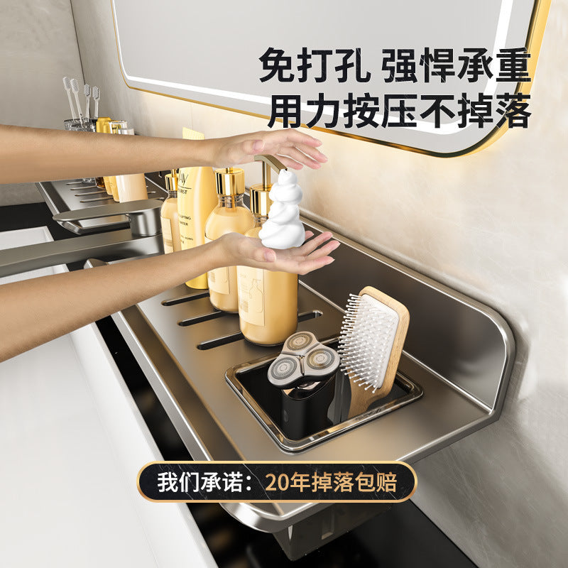 Washstand Shelf Mirror Front Faucet Washstand Washbasin Wall Hanging No Punching Storage Bathroom Toilet