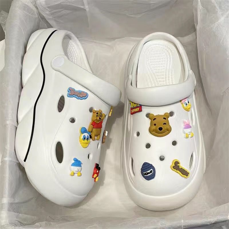Women's clogs summer wholesale outdoor wear 2024 new thick sole beach couple closed toe half slippers women's sandals