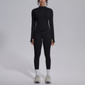 European and american seamless yoga set - slim fit zipper jacket & peach lift butt leggings - women's activewear workout outfit