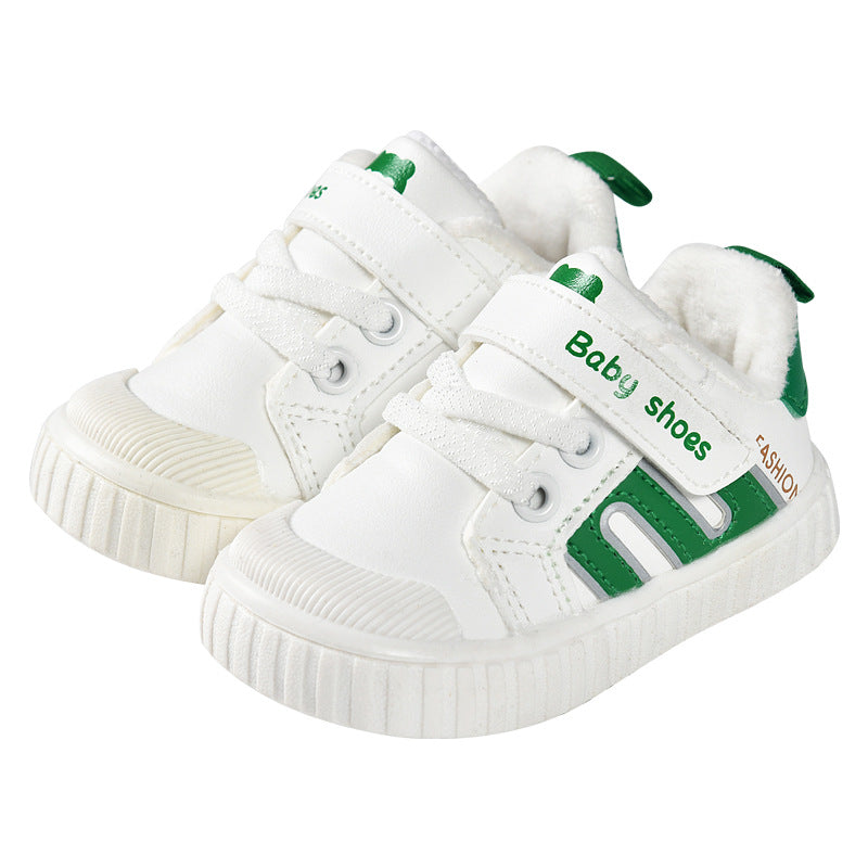 Toddler shoes for baby boys 0-1-3 years old, autumn/winter infant and toddler shoes for baby girls, soft sole non-slip, fleece-lined, extra thick cotton shoes