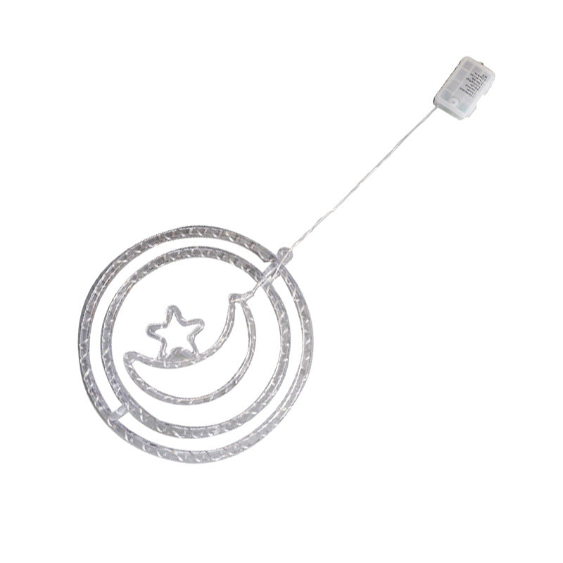 Cross-border LED Christmas decorative lights supermarket window layout atmosphere remote control battery box double ring LED lantern string