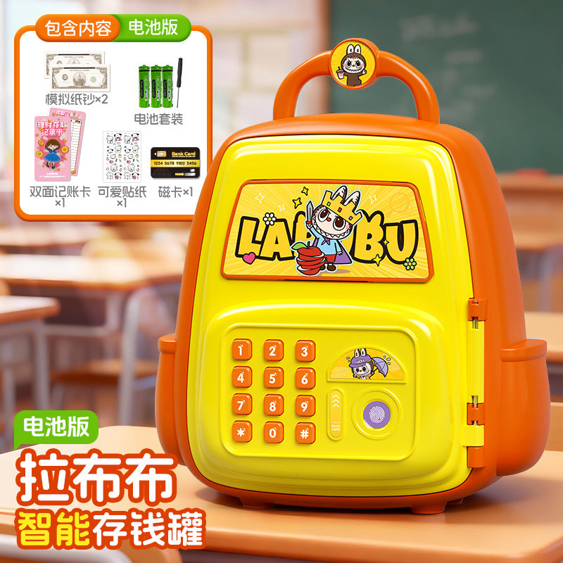Nezha school bag piggy bank boy good-looking password lock kids toy artificial fingerprint only goes in and out of large capacity