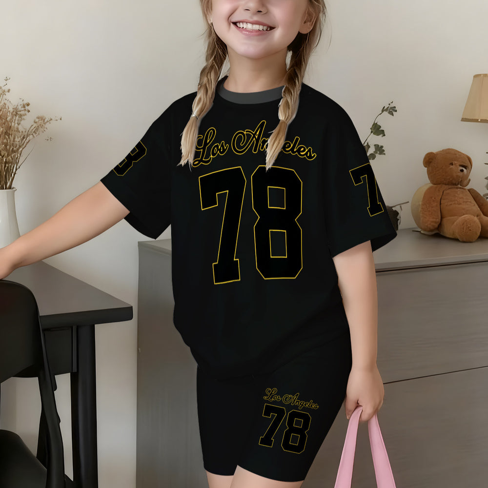 wholesale girls' short-sleeve and shorts sets, fashionable spring, summer, and autumn outfits for girls