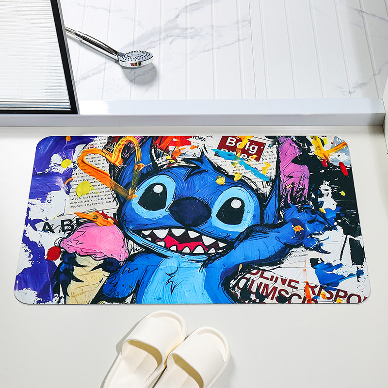 Stitch oil painting original floor mat household bathroom cartoon non-slip door mat little monster cartoon student hot-selling floor mat