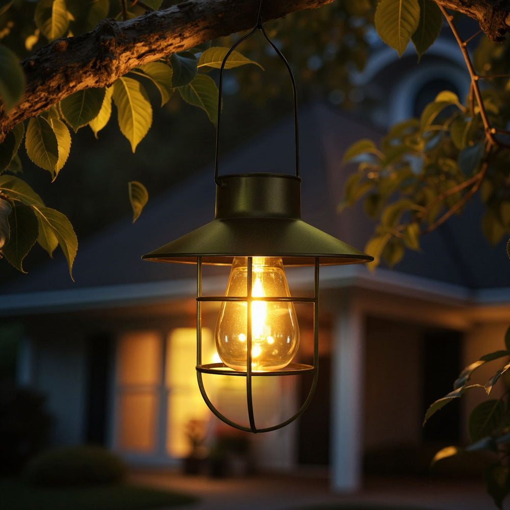 Solar powered retro garden light - outdoor hanging decorative lamp for balconies - waterproof hanging light - camping night light
