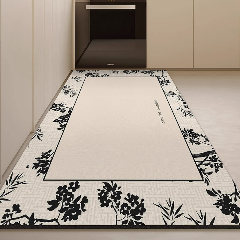 Kitchen floor mat - wipeable, low-maintenance, waterproof mat -  new design - stain-resistant diatomaceous earth mud mat - special anti-slip, oil-proof foot mat