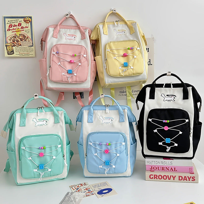 School bag female Korean version college student junior high school student large capacity trend backpack ins Harajuku contrasting color simple backpack