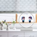 Black and white round table lamp - bedroom bedside lamp - creative cartoon doll - wedding gift - remote control dimming touch lamp