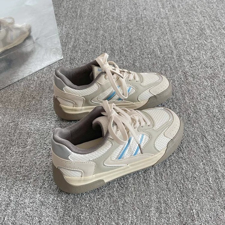 Women's sneakers - mesh breathable casual shoes - trendy ins style - new spring/summer 2025 collection - versatile chunky platform white shoes