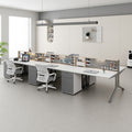 Office desk employee workstation, minimalist modern double four-person position, perforated board hanging panel, storage partition, desk and chair combination