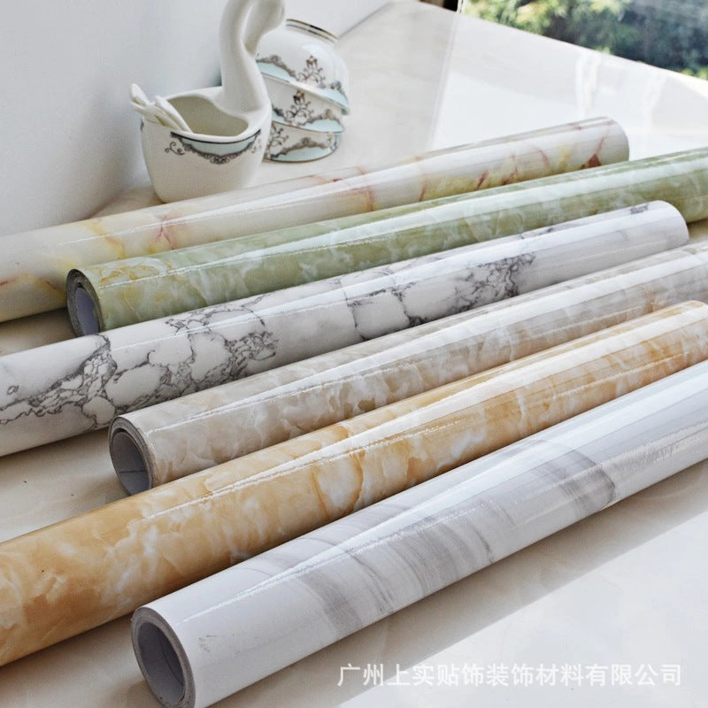 Cross-border marble wallpaper self-adhesive kitchen oil-proof sticker stove desktop waterproof tile wallpaper furniture renovation