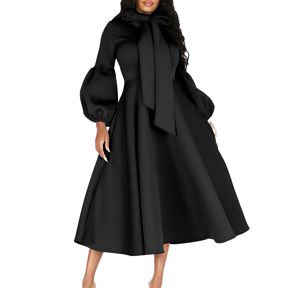 D427 independent station foreign trade women's clothing  new style puff sleeves strappy large skirt high waist dress fashion dress