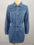 European and american cross-border e-commerce  french chic fashion long sleeve turn-down collar denim slim fit short dress for women
