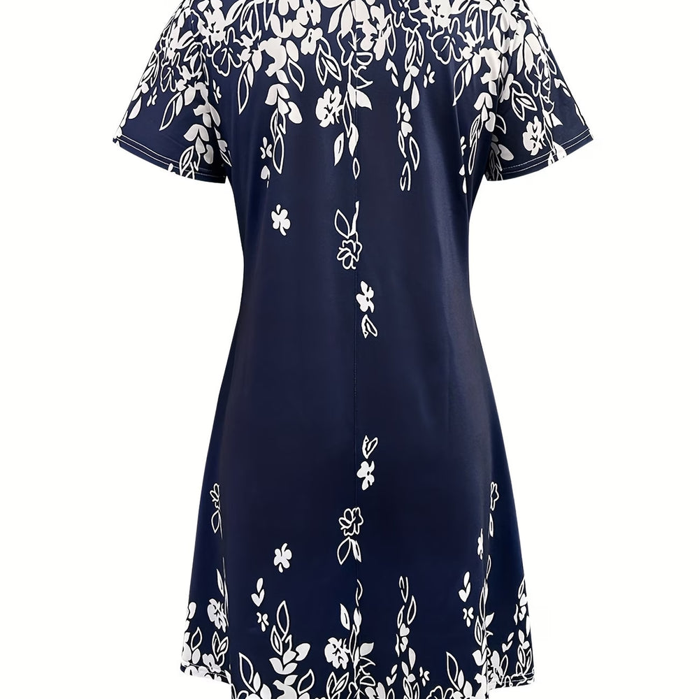 wholesale women's short-sleeved dresses, fashionable women's dresses for spring, summer, and autumn, new cross-border printed designs