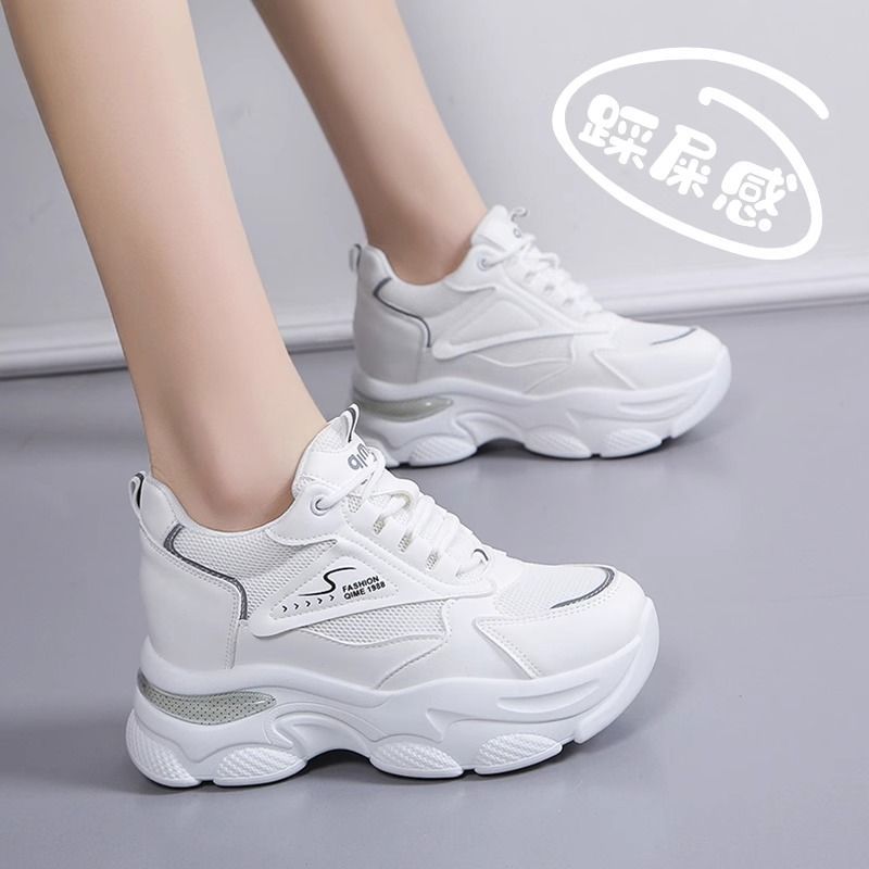 Inner height increase dad shoes women 2024 summer new popular small versatile casual sports mesh white shoes women