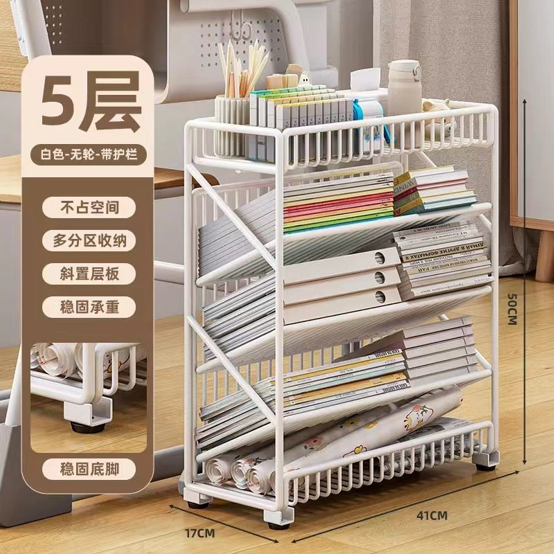 Classroom movable desktop bookshelf student textbook organizer floor storage rack children's home small bookshelf