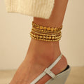 Stackable anklet set wholesale - european & american style, alloy geometric beaded anklets for women, unique heart & cross charms jewelry