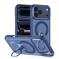 Premium breathable cooling magnetic stand compatible with apple 17 pro max phone case, apple 11 iridescent honeycomb mesh