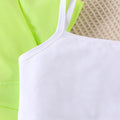 Girls' fashion collared neon outfit - 3-piece set: cami top + collared blouse + skirt set