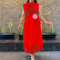 D228 cross-border new independent station  summer hollow stitching large size loosesexyelegance european and american dress