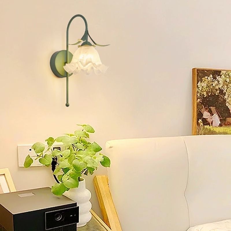 Rattan flower wall lamp nordic french cream lamp bright daily hook light aisle decorative wall lamp