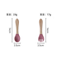 Soft pink wooden handle fork and spoon