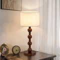 American retro style floor lamp walnut color fabric sofa lamp medieval log style solid wood atmosphere vertical lamp