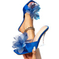 High-heeled sandals blue flowers huizhou women's shoes cross-border aliexpress amazon high heels women's artsyretro style