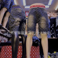 Summernew arrivalprintingmenhalf lengthjeans shorts wholesalemen jeans shorts wholesale
