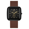 Square fashion autumn/winter niche student watch, minimalist silicone strap, korean style ins women's quartz watch, black