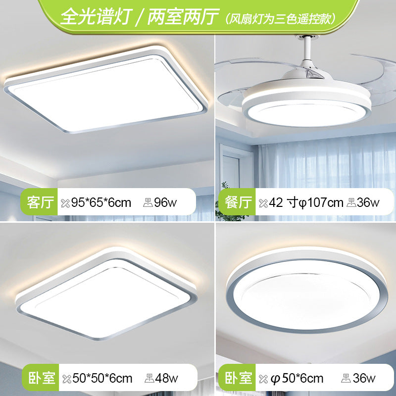 Full spectrum living room light Nordic simple three rooms and two living rooms eye protection ceiling light bedroom room light whole house lighting package