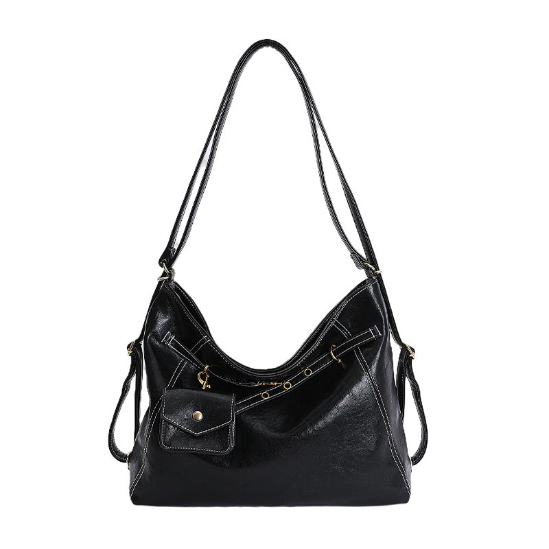 2025 korean style double shoulder crossbody multifunctional backpack women's new casual bag minimalist large capacity shoulder tote bag