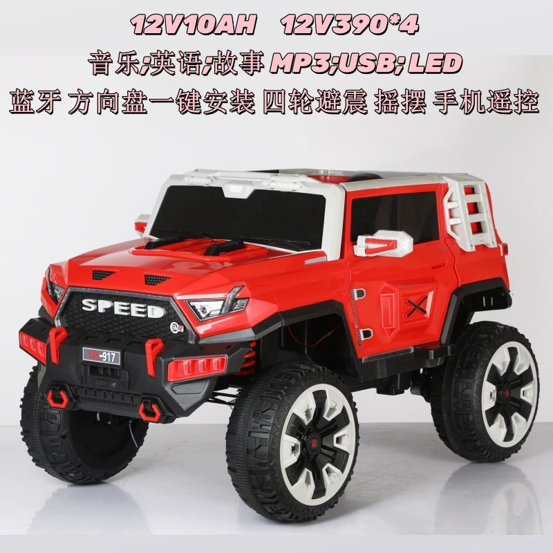 New children's electric car off-road four-wheel seating double seat children's pickup remote control toy car off-road vehicle