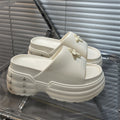 9cm chunky platform slides for women, summer 2025 new style, wedge sole outdoor summer sandals, height increasing for students