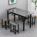 1 table 4 stools stainless steel-black bracket