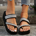 Thick sole slippers for women outwear 2025 summer new arrival pearl toe slippers butterfly platform bottom open toe wedge sandals