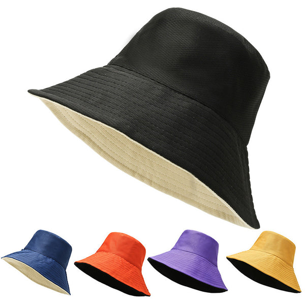 Summer bucket hat men's and women's double-sided large brim showing small face outdoor travel sunshade sunscreen hat Korean version light board basin hat