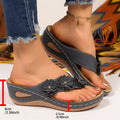 Plus size wedge heel floral flip-flops for women - 2026 summer new fashion open toe slip-on casual sandals