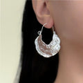 European and american cross-border niche design alloy leaf earrings - vintage, high-end, pleated, textured, and stylish stud earrings