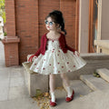 Girls' red floral sundress two-piece princess outfit - new autumn  korean style