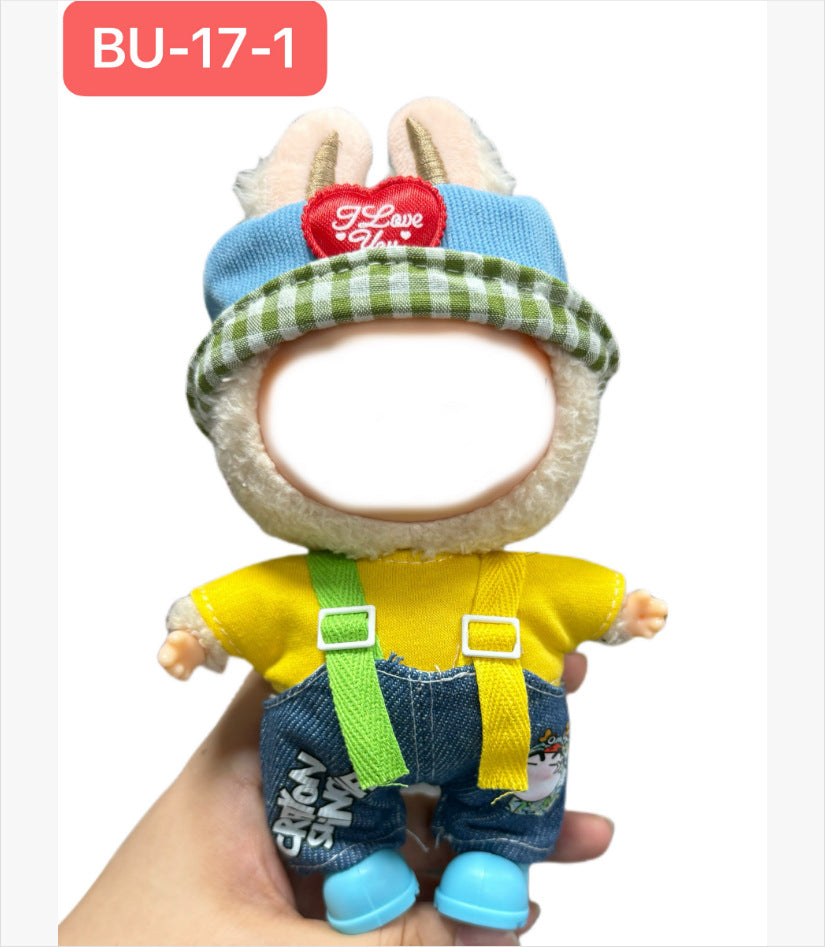 Clothes only, labubu baby clothes, 17cm, first, second and third generation neutralstuffed vinyl doll, dress-up sportswear