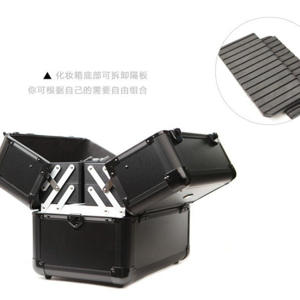 Foshan custom multi-functional portable cosmetic case with lock storage box custom double unpacking portable manicure embroidery case