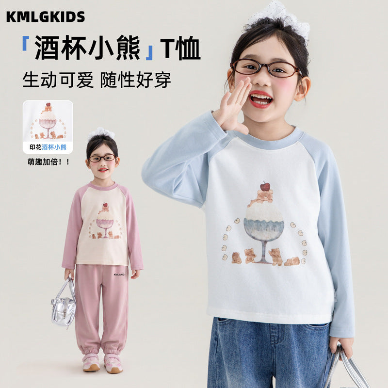 autumn new arrivals: korean style long-sleeve cartoon t-shirt for little girls - sweet and stylish base layer