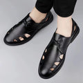 Special big salenew arrivalmen leather sandals summer breathable leather shoes middle-aged and elderly soft bottom dad hole shoes cut out