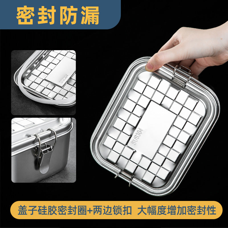 Amazon cross-border daily necessities 304 stainless steel divided lunch box double layer square multi-grid outdoor lunch box fresh box