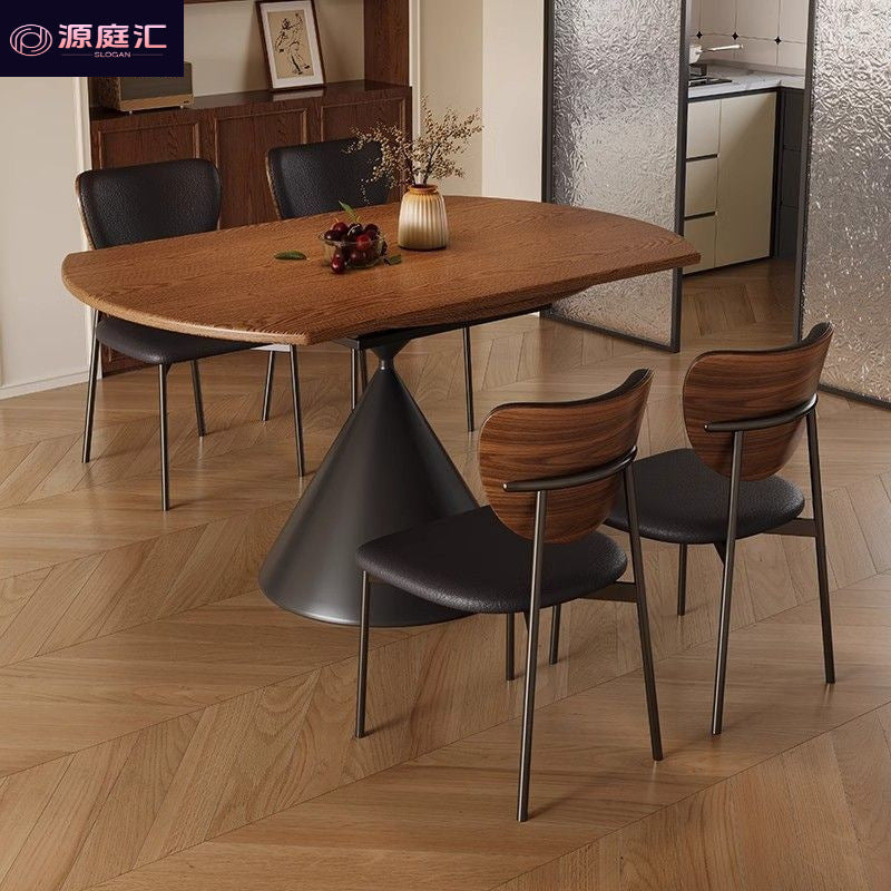 Vintage-inspired, upscale, extendable, foldable solid wood round table with a rotating turntable – a luxurious dining table and chairs set for your home