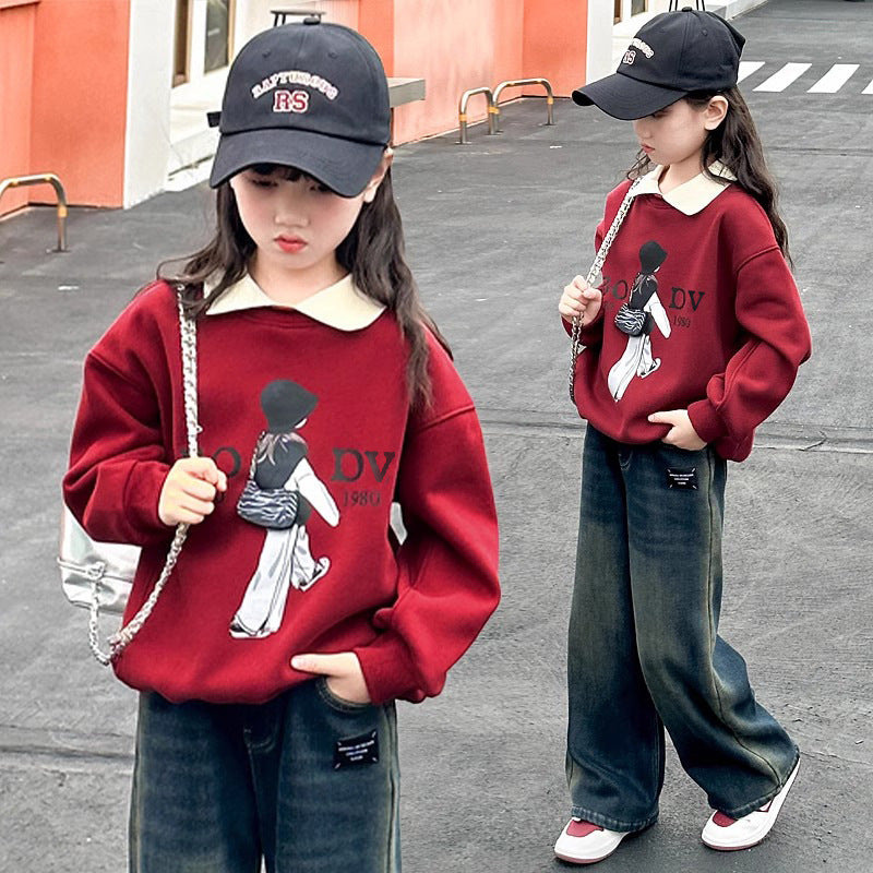 Girls' spring sweatshirt & spring/autumn polo shirt -  new korean style trendy tops for fashionable kids