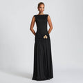 fashion spring/summer new arrival: sleeveless, backless, pleated, and patchwork sexy bodycon dress with elegant ribbon detail